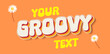 © Martin - Your Groovy Typography retro card in groovy style of 70s, 80s. Editable slogan design for t-shirts, cards, posters. Hippie style groovy vibes. Vector hand drawn illustration.