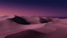 Sunrise Landscape, With Desert Sand Dunes. Beautiful Contemporary Background With Pink Gradient Sky