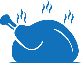 Sticker - Chicken cooked icon, Chicken grill icon blue vector