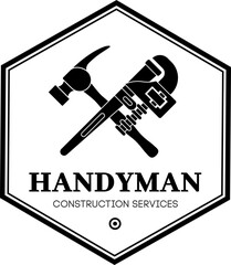 Handyman logo vector design. Vintage vector repair illustration.