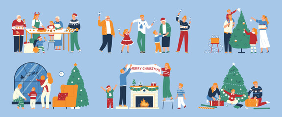 Wall Mural - Merry Christmas Flat Color Set