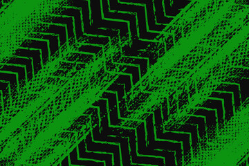 Sticker - Abstract green and black grunge texture background with zigzag style