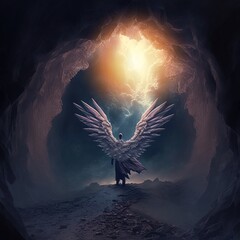 Wall Mural - illustration angel in the beyond made with generative ai