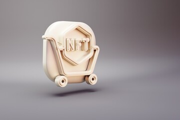 Fototapete - Beautiful illustrations abstract NFT Shopping Cart symbol icon on a bright background. 3d rendering illustration. Background pattern for design.