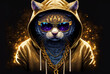 Cool Gangsta cat rapper in sunglasses. sketch art for artist creativity and inspiration. generative AI