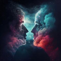 Wall Mural - silhouettes against the background of space and galaxiessketch art for artist creativity and inspiration. generative AI