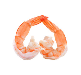 Close up of boiled shrimps for seafood background on transparent png