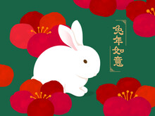 Chinese New Year Rabbit Illustration For Card Or Poster Design.