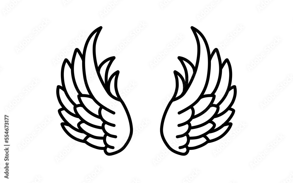 vector angel wings line art style Stock Vector | Adobe Stock