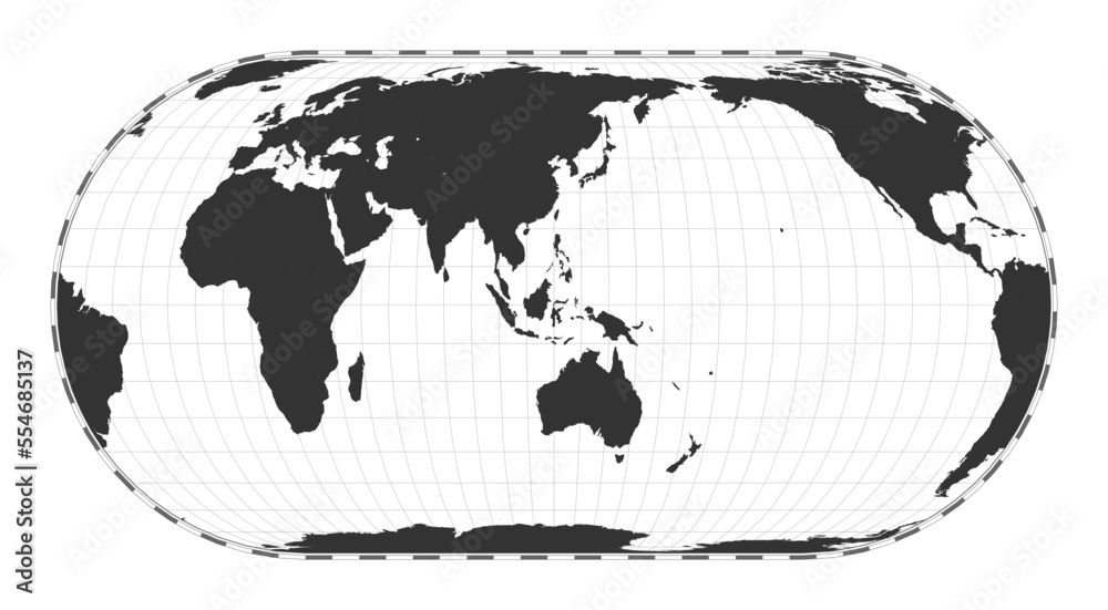 Vector world map in Herbert Hufnagel's pseudocylindrical equal-area ...
