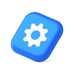 Poster - Cog gear button web technology setting repair business interface 3d realistic isometric icon