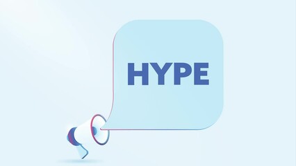 Aufkleber - 3d realistic megaphone with hype speech bubble. Loudspeaker. Banner for business, marketing and advertising. 4K video animation