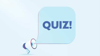 Poster - 3d realistic megaphone with quiz speech bubble. Loudspeaker. Banner for business, marketing and advertising. 4K video animation