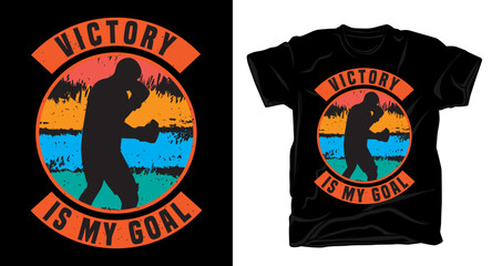 Sticker - Victory is my goal typography with boxer silhouette vintage illustration for t shirt design