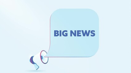 Leinwandbilder - 3d realistic megaphone with big news speech bubble. Loudspeaker. Banner for business, marketing and advertising. 4K video animation