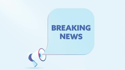 Aufkleber - 3d realistic megaphone with breaking news, speech bubble. Loudspeaker. Banner for business, marketing and advertising. 4K video animation