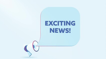 Aufkleber - 3d realistic megaphone with exciting news, speech bubble. Loudspeaker. Banner for business, marketing and advertising. 4K video animation