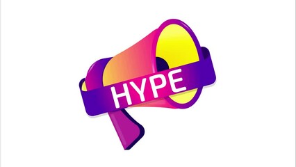 Aufkleber - Hype banner, label, badge icon with megaphone. Flat design. 4K video animation