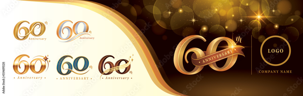 Set of 60th Anniversary logotype design, Sixty years anniversary ...