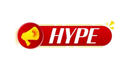 Aufkleber - Megaphone with hype banner on white background. Web design. 4K video animation