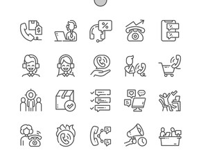 Poster - Telemarketing. Direct sales. Last chance and marketing. Target audience search. Support service. Pixel Perfect Vector Thin Line Icons. Simple Minimal Pictogram