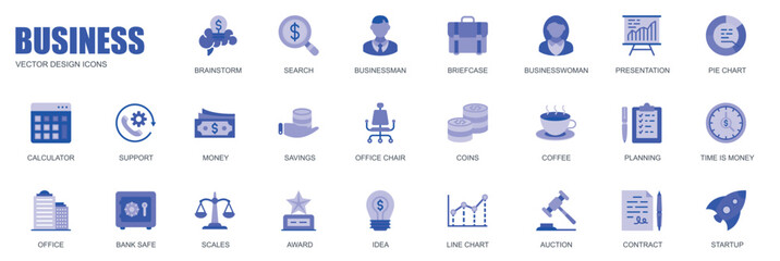 Poster - business concept of web icons set in simple flat design. pack of brainstorm, briefcase, presentation