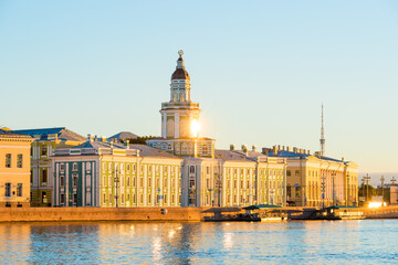 Wall Mural - Kunstkamera building at the University embankment of Neva river in St Petersburg,Russia. The Kunstkamera is the first museum in Russia