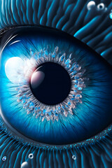 Wall Mural - blue human eye with makeup. eye painting. futuristic fantasy digital art, image created with generat