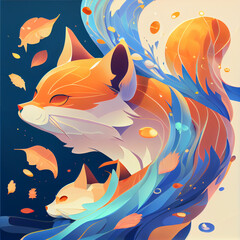 Wall Mural - Animals in a smooth gradient style