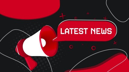 Aufkleber - Latest news banner. Megaphone with speech bubble in flat style. 4K video animation