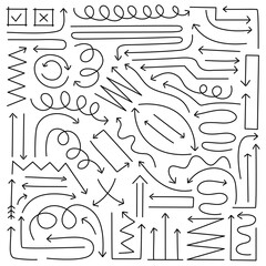 Poster - Small set collection of hand drawn arrows. Vector illustration.