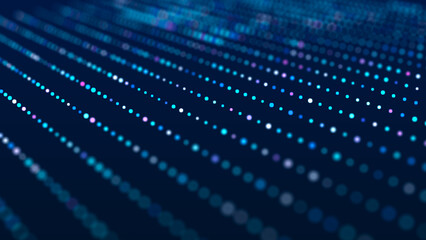 Poster - abstract background from dots and lines. wave of musical sounds. 3d rendering.