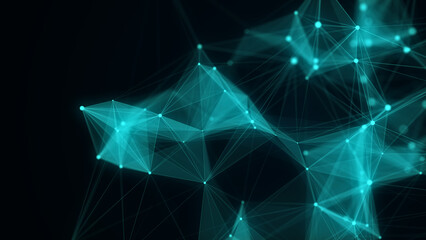 Poster - Blue network connection structure. Science background. Abstract digital background. Big data visualization. 3d rendering.