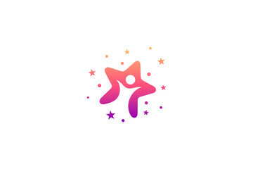 Reaching star logo. Dream star logo with colorful creative design