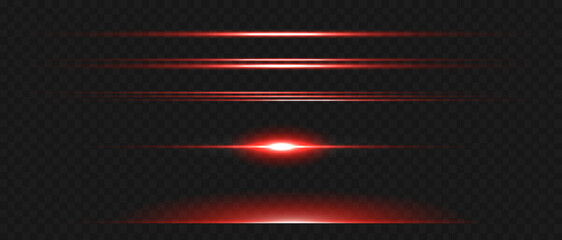 Wall Mural - light flash or red neon stripes. laser beams. beautiful light reflections. glowing stripes on a tran