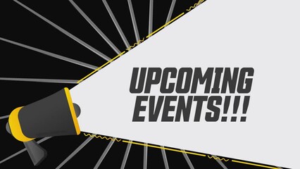 Fototapete - Upcoming events. Megaphone in promotion banner. Advertising, marketing speech. 4K video animation