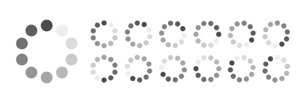 Circular Loading Buffering Icons Vector Video Ready for Animation Gif All Keyframes Frames Bufring Circle Waiting for Connection Buffer Preloader Download Symbol Easy Replace Color