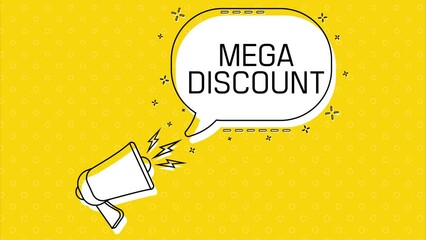 Leinwandbilder - Mega discount. Megaphone in promotion banner. Advertising, marketing speech. 4K video animation