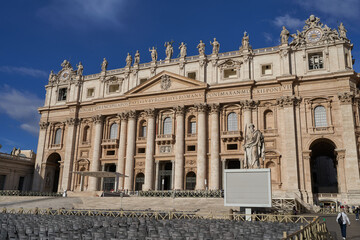 Vatican - September 24, 2022 - the Saint Peter's Basilica in Rome, Italy on a sunny autumn morning