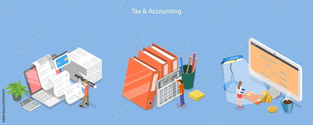 3D Isometric Flat Vector Conceptual Illustration of Accounting and ...