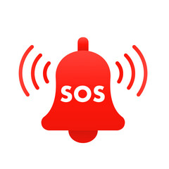 Poster - Alarm bell SOS icon isolated on white background. Warning call, help sign, message. Vector illustration