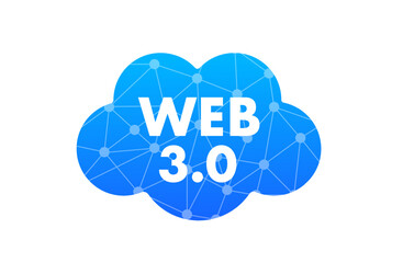 Poster - Web 3.0 icon with cloud internet center. concept of cloud storage, network. Vector illustration