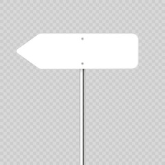 Wall Mural - road, traffic sign. highway signboard on a chrome metal pole. blank white board with place for text.