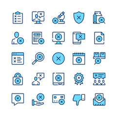 Poster - Rejection line icons. Blue color. Vector line icons set