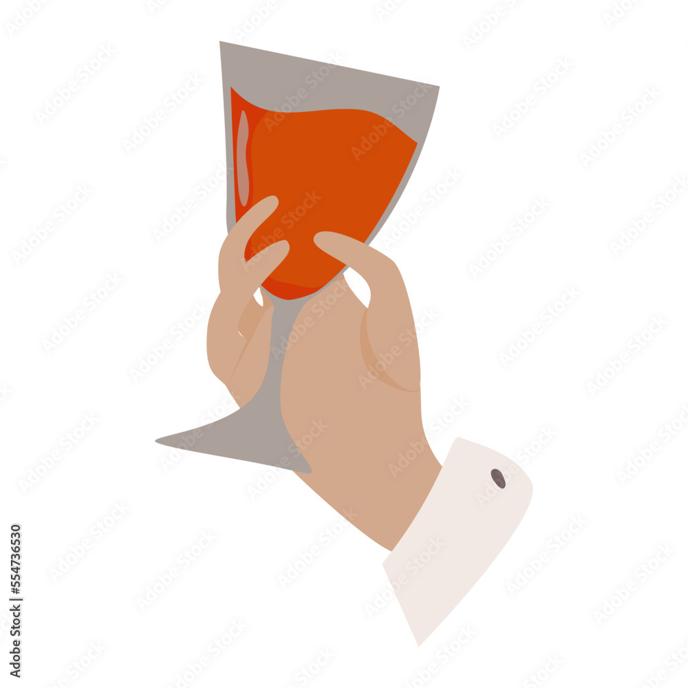 Man hand holding glass with wine and cheers or drinking toast to ...