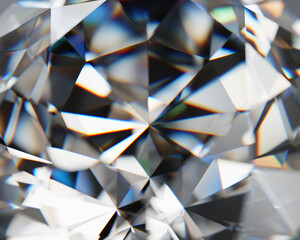 Fototapete - Realistic diamond crystal with caustic close up texture background 3D rendering