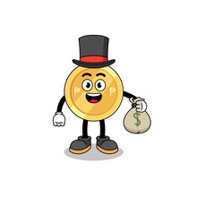 Philippine Peso Mascot Illustration Rich Man Holding A Money Sack