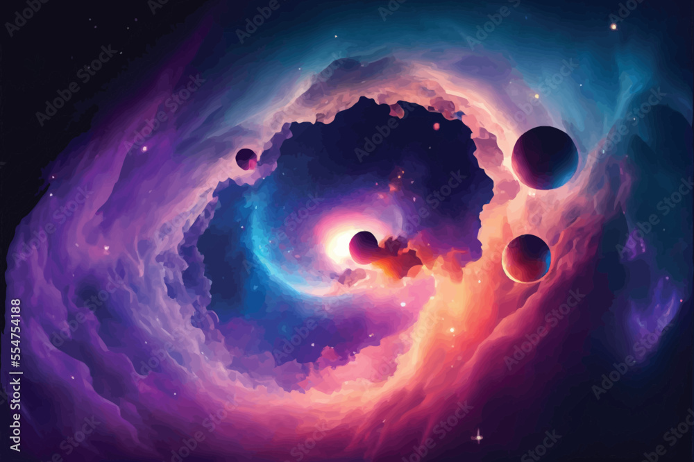 Beautiful cosmic Outer Space background Wallpaper Illustration Stock ...