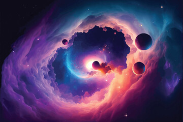 Beautiful cosmic Outer Space background Wallpaper Illustration