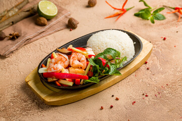 Poster - Fried rice with shrimp and vegetables Vietnamese cuisine